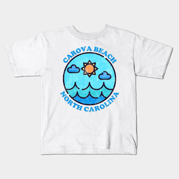 Carova Beach, NC Summertime Vacationing Ocean Skyline Kids T-Shirt by Contentarama